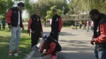 Merch Trippie Red Black Pegasus Varsity Jacket worn by Trippie Redd in Trippie Redd – I Got You ft. Busta Rhymes (Official Music Video)