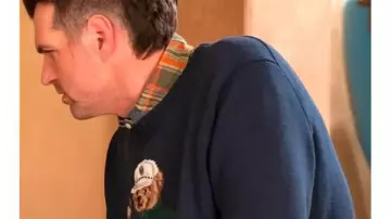 Nobody Wants This S2 Timothy Simons Bear Sweater worn by Sasha Roklov (Timothy Simons) in Nobody Wants This (S02E01)