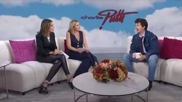 Jimmy Choo Ellison Studded Leather Platform Sandals worn by Savannah Guthrie as seen in Today with Jenna & Friends on October 23, 2025