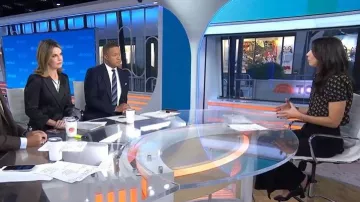 Alice + Olivia Willa Silk Blouse worn by Natalie Azar as seen in Today on October 23, 2025