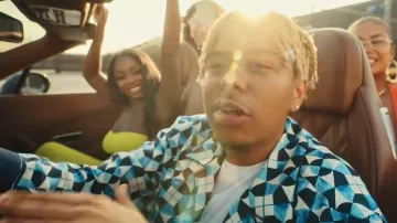 Dolce & Gabbana Blue Geometric Majolica Pajama Shirt worn by YBN Cordae in Cordae - Super [Official Music Video]