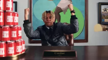 Moncler x Fragment Dark Grey Fang Quilted Jacket worn by YBN Cordae in Cordae - Super [Official Music Video]
