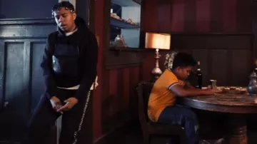 Daily Paper Black Logo Tape Trackpants worn by YBN Cordae in Cordae - Nightmares Are Real (feat. Pusha T) [Official Music Video]