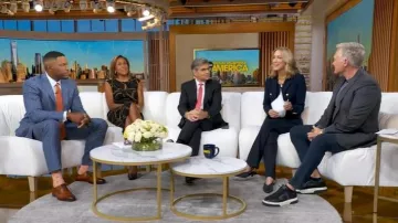 Lauren Ralph Lauren Printed Jersey Faux Wrap Dress worn by Robin Roberts as seen in Good Morning America on October 23, 2025