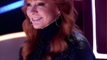 The Voice Fringed Studded Leather Jacket worn by (Reba McEntire) as seen in The Voice (S28)