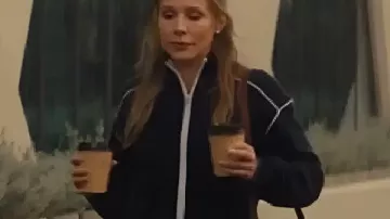 Kristen Bell Nobody Wants This S02 Black Track Jacket worn by Joanne (Kristen Bell) as seen in Nobody Wants This (S02E01)