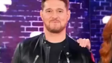 The Voice S28 Michael Buble Zip Up Leather Jacket worn by Michael Bublé as seen in The Voice
