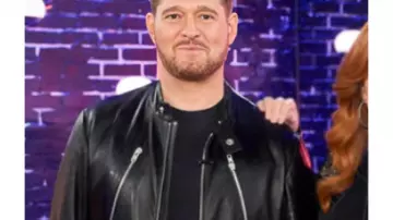 Michael Buble The Voice S28 Black Leather Jacket of Michael Bublé in The Voice