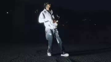 Gallery Dept. Navy Paint Splatter Flared Sweatpants worn by DDG in DDG - Whiskey Freestyle (Official Music Video)