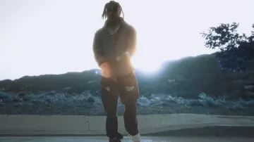 Gallery Dept. Faded Navy Vintage Logo Half Zip Hoodie worn by DDG in DDG - Whiskey Freestyle (Official Music Video)