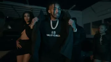 Balenciaga Sudadera con capucha BB Pixel negra usada por DDG en DDG - pushin P "freestyle" (Video musical oficial)