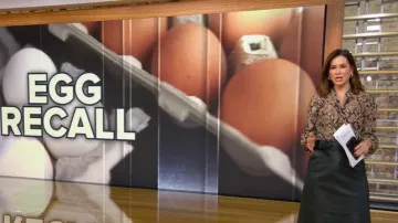 Kobi Halperin Paige Leather Skirt worn by Rebecca Jarvis as seen in Good Morning America on October 23, 2025