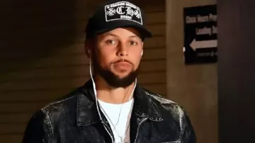 Warriors VS Lakers Denim Jacket worn by Stephen Curry in Golden State Warriors vs Los Angeles Lakers Full Game Highlights | Oct 21, 2025 | FreeDawkins