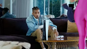 Veste en jean délavé bleu Gucci portée par DDG dans DJ K.i.D & DDG - Tony Montana (Clip Officiel)