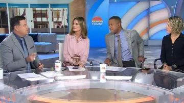 Zimmermann Luminosity Lurex Stripe Skirt worn by Savannah Guthrie as seen in Today on October 24, 2025