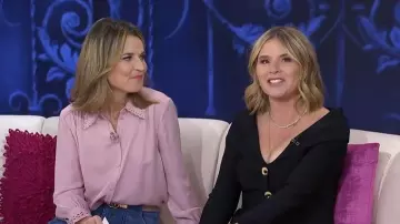 Gucci Reversible Logo-Plaque Belt worn by Savannah Guthrie as seen in Today with Jenna & Friends on October 24, 2025