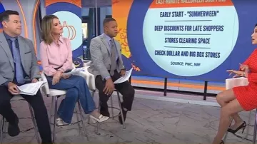 Jimmy Choo Diamond Tilda 85mm Leather Pumps worn by Savannah Guthrie as seen in Today on October 24, 2025