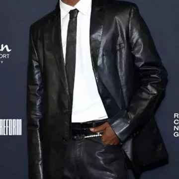 Black Leather Blazer worn by Travis Scott in REFORM Alliance Casino Night Event