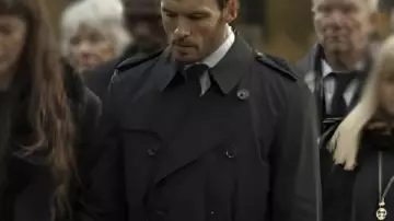 Sam Claflin Lazarus Black Trench Coat worn by (Sam Claflin) in Lazarus