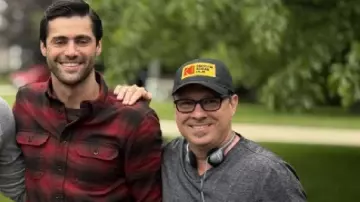 Holiday Touchdown: A Bills Love Story 2025 Matthew Daddario Plaid Shirt of Gabe DeLuca (Matthew Daddario) in Holiday Touchdown: A Bills Love Story