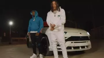 Amiri White Amiri 22 Hoodie worn by DD Osama in DD Osama - Leave Me ft. Lil Zay Osama (Official Video)