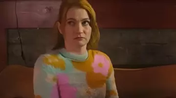 Brassic S07 Sugar Floral Short Sleeve Knit Sweater worn by Joanna Higson as seen in Brassic