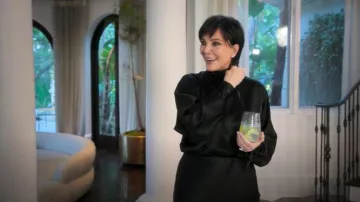 Saint Laurent Draped-detailing Blouse worn by Kris Jenner as seen in The Kardashians (S07E01)