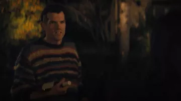 The Elder Statesman Oil Slick Striped Jacquard-knit Alpaca-blend Sweater worn by Sasha Roklov (Timothy Simons) as seen in Nobody Wants This (S02E01)