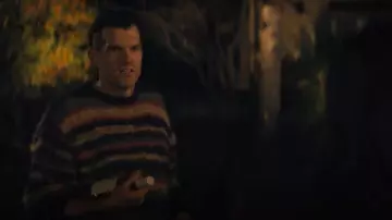 The Elder Statesman Oil Slick Striped Jacquard-knit Alpaca-blend Sweater worn by Sasha Roklov (Timothy Simons) as seen in Nobody Wants This (S02E01)