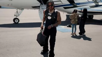 Amiri Black Flared Stack Jeans porté par DDG à DDG - I’m Geekin (Official Music Video)