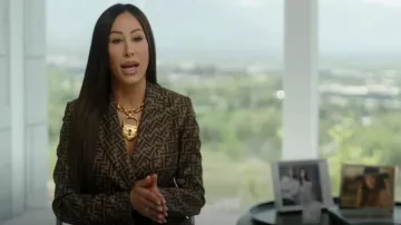 Fendi Silk Plaid Print Blazer worn by Angie Katsanevas as seen in Wife Swap: The Real Housewives Edition (S01E01)