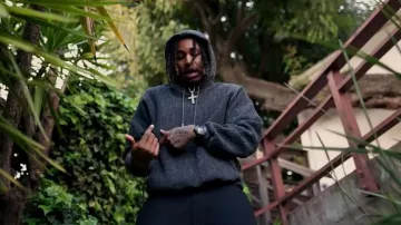 Dior Dark Grey Terry Oblique Hoodie worn by DDG in Baby Rich - HELLO (ft. DDG) (Official Music Video)