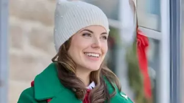 A Christmas Angel Match 2025 Long Coat worn by (Amanda Jordan) as seen in A Christmas Angel Match