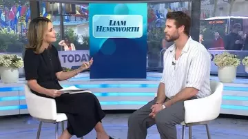 Rag & Bone Matthew Striped Button-Front Shirt worn by Liam Hemsworth as seen in Today on October 27, 2025