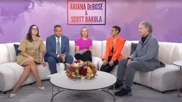 Ganni Washed Stretch-Cotton Mini-Shirtdress worn by Savannah Guthrie as seen in Today on October 27, 2025