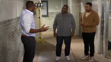 Adidas Cuts & Slices x Forum 84 High Sneakers worn by Marty Butler (Marcel Spears) as seen in The Neighborhood (S08E02)