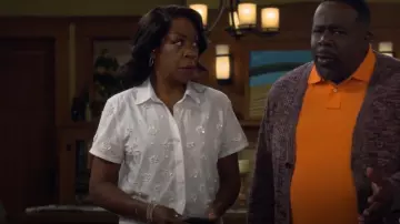 J. Crew Collection Embellished Button-Up Shirt worn by Tina Butler (Tichina Arnold) as seen in The Neighborhood (S08E02)