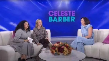 Scanlan Theodore Denim Cravat Neck Shirt worn by Celeste Barber as seen in Today with Jenna & Friends on October 27, 2025