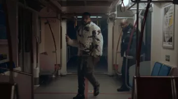 Louis Vuitton White & Brown Camo Mink Jacket worn by Drake in Drake - What's Next (Official Music Video)