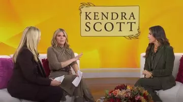 Veronica Beard Elsy Ceinture à boucle en cuir portée par Jenna Bush Hager comme on le voit dans Today with Jenna & Friends le 28 octobre 2025