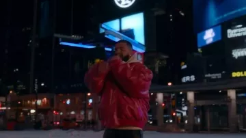 Prada Pink Leather Oversized Bomber Jacket worn by Drake in Drake - What's Next (Official Music Video)