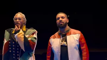 Yohji Yamamoto White & Red Leather Yohji Riders Moto Jacket worn by Drake in Future - Life Is Good (Official Music Video) ft. Drake