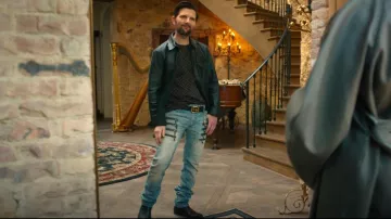 Emporio Armani Chevron Cotton T-Shirt worn by John Novak (Adam Scott) as seen in Loot (S03E04)