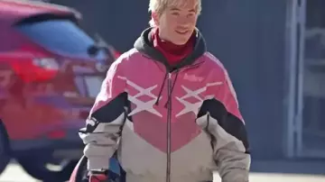 Crime 101 Barry Keoghan Pink Biker Hybrid Track Jacket