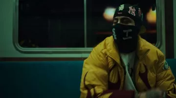 Moncler x Palm Angels Yellow Flames Clancy Down Jacket worn by Duki in DUKI - Si Me Sobrara el Tiempo (Video Oficial)