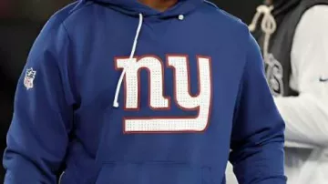 New York Giants Blue Hoodie worn by Russell Wilson