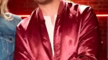 Red Satin Bomber Jacket worn by Michael Bublé in The Voice S28
