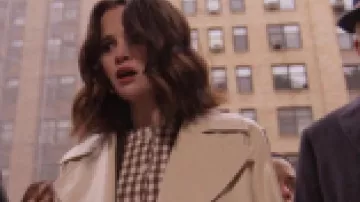 Only Murders In The Building Selena Gomez Leather Trench Coat of Mabel Mora (Selena Gomez) in Only Murders in the Building