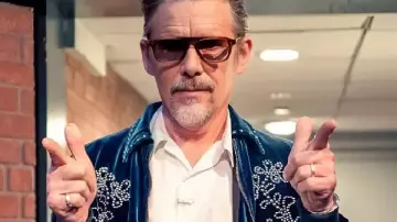 Ethan Hawke Late Night with Seth Velvet Jacket worn by (Ethan Hawke) as seen in Late Night with Seth Meyers