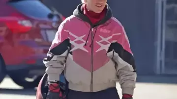 Crime 101 Barry Keoghan Pink Biker Hybrid Jacket